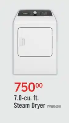 The Brick Whirlpool 7 Cu. Ft. Electric Dryer with Steam - YWED5050LW offer