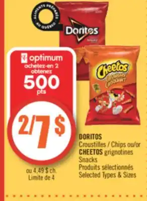 Pharmaprix DORITOS Chips or CHEETOS Snacks offer