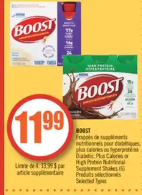 Pharmaprix BOOST Diabetic, Plus Calories or High Protein Nutritional Supplement Shakes (6) offer
