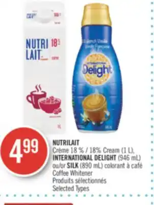 Pharmaprix NUTRILAIT 18% Cream (1 L), INTERNATIONAL DELIGHT (946 mL) or SILK (890 mL) Coffee Whitener offer