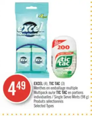 Pharmaprix EXCEL (4), TIC TAC (3) Multipack or TIC TAC Single Serve Mints (98 g) offer