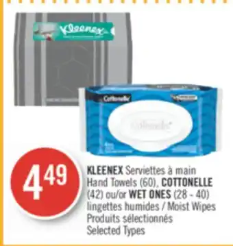 Pharmaprix KLEENEX Serviettes Towels (60), COTTONELLE (42) Or WET ONES (28 - 40) Moist Wipes offer