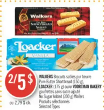 Pharmaprix WALKERS Pure Butter Shortbread (150 g), LOACKER (175 g) or VOORTMAN BAKERY No Sugar Added (300 g) offer