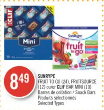 Pharmaprix SUNRYPE FRUIT TO GO (24), FRUITSOURCE (12) or CLIF BAR MINI (10) Snack Bars offer
