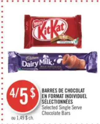 Pharmaprix Selected Single Serve Chocolate Bars offer