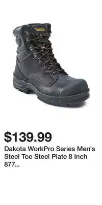 Mark's Dakota WorkPro Series Men's Steel Toe Steel Plate 8 Inch 877 Duratoe Insulated Work Boots - Black offer