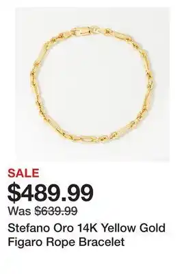 TSC Stores Stefano Oro 14K Yellow Gold Figaro Rope Bracelet offer