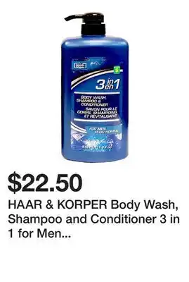 Dollarama HAAR & KORPER Body Wash, Shampoo and Conditioner 3 in 1 for Men (Assorted Colours) - Case of 6 offer