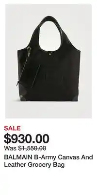 Holt Renfrew BALMAIN B-Army Canvas And Leather Grocery Bag offer