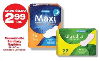 Metro Personnelle Sanitary Napkins 14-40 un Selected varieties offer