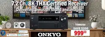 2001 Audio Video ONKYO 7.2 Ch. 8K THX Certified Receiver offer