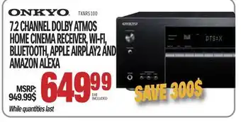 Centre Hi-Fi ONKYO 7.2 CHANNEL DOLBY ATMOS HOME CINEMA RECEIVER, WI-FI, BLUETOOTH, APPLE AIRPLAY2 AND AMAZON ALEXA offer