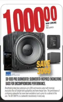 Centre Hi-Fi SB-1000 PRO SUBWOOFER: SUBWOOFER-INSPIRED ENGINEERING BASS FOR UNCOMPROMISING PERFORMANCE offer