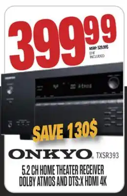 Centre Hi-Fi ONKYO 5.2 CH HOME THEATER RECEIVER DOLBY ATMOS AND DTS:X HDMI 4K offer