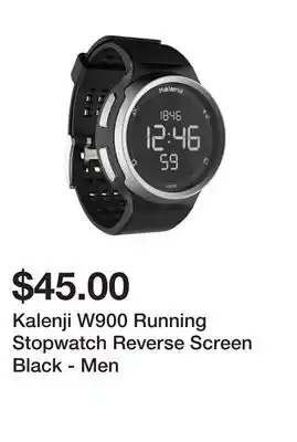 Decathlon Kalenji W900 Running Stopwatch Reverse Screen Black - Men offer