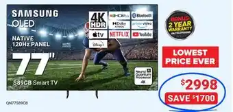 Visions Electronics Samsung NATIVE 120Hz PANEL S89CB Smart TV 77 offer