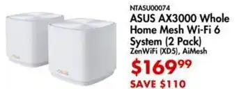 Canada Computers ASUS AX3000 Whole Home Mesh Wi-Fi 6 System (2 Pack) ZenWiFi (XDS), AiMesh offer