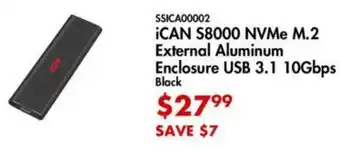 Canada Computers iCAN S8000 NVMe M.2 External Aluminum Enclosure USB 3.1 10Gbps offer