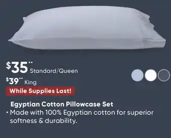 Sleep Country Egyptian Cotton Pillowcase Set offer
