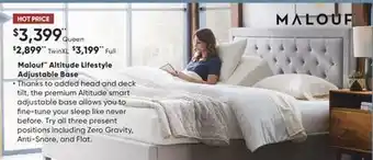 Sleep Country Malouf Altitude Lifestyle Adjustable Base offer