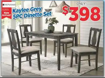 Surplus Furniture Kaylee Weather Grey 5 Piece Dinette offer