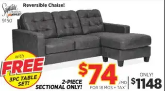 Surplus Furniture Venaldi Gunmetal 2-Piece Sectional offer
