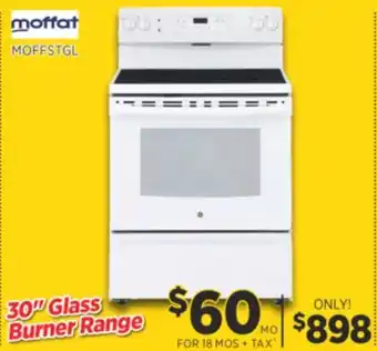 Surplus Furniture Moffat White 30 Electric Range with Glass Burners offer