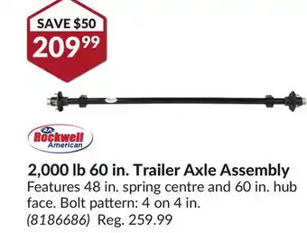 Princess Auto 2,000 lb 60 in. Trailer Axle Assembly offer