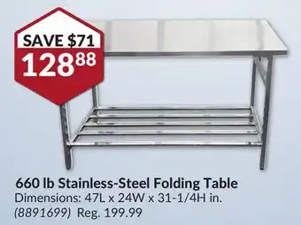 Princess Auto Stainless-Steel Folding Table offer