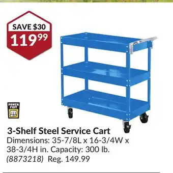 Princess Auto 3-Shelf Steel Service Cart offer