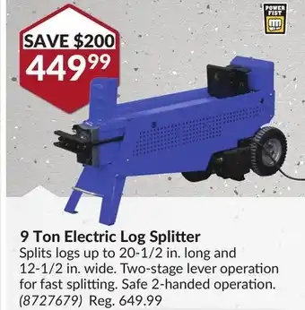 Princess Auto 9 Ton Electric Log Splitter offer