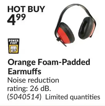 Princess Auto Orange Foam-Padded Earmuffs offer