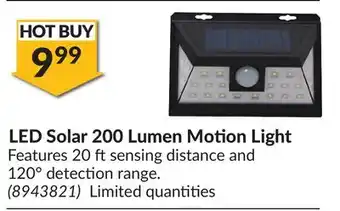 Princess Auto LED Solar 200 Lumen Motion Light offer