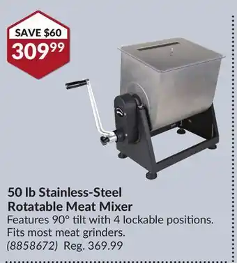 Princess Auto 50 lb Stainless-Steel Rotatable Meat Mixer offer
