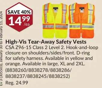 Princess Auto High-Vis Tear-Away Safety Vests offer