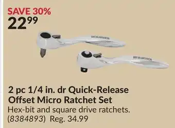 Princess Auto 2 pc 1/4 in. dr Quick-Release Offset Micro Ratchet Set offer