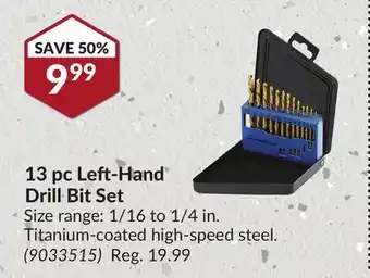 Princess Auto 13 pc Left-Hand Drill Bit Set offer
