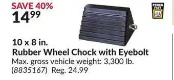 Princess Auto 10 x 8 in. Rubber Wheel Chock with Eyebolt offer