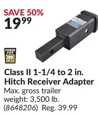 Princess Auto Class II 1-1/4 to 2 in. Hitch Receiver Adapter offer