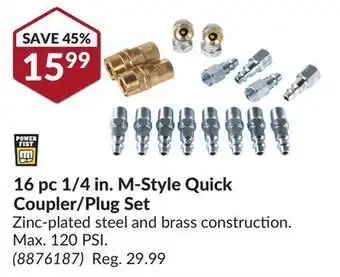Princess Auto 16 pc 1/4 in. M-Style Quick Coupler/Plug Set offer
