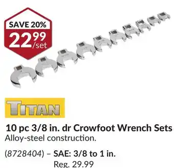 Princess Auto 10 pc 3/8 in. dr Crowfoot Wrench Sets offer