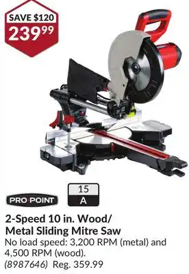 Princess Auto 2-Speed 10 in. Wood/Metal Sliding Mitre Saw offer