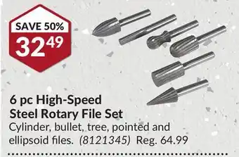 Princess Auto 6 pc High-Speed Steel Rotary File Set offer