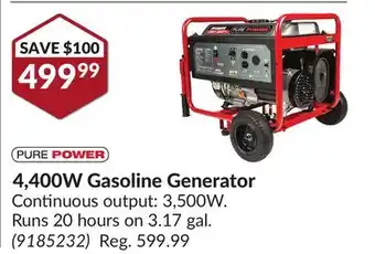 Princess Auto 4, 400W Gasoline Generator offer