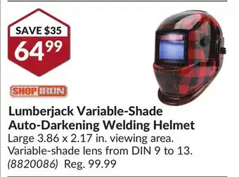 Princess Auto Lumberjack Variable-Shade Auto-Darkening Welding Helmet offer