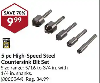 Princess Auto 5 pc High-Speed Steel Countersink Bit Set offer