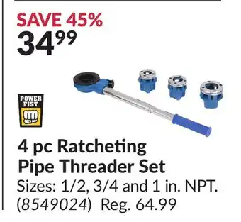 Princess Auto 4 pc Ratcheting Pipe Threader Set offer