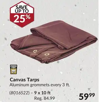 Princess Auto Canvas Tarps Aluminum grommets offer