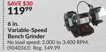 Princess Auto 6 in. Variable-Speed Bench Grinder offer