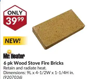 Princess Auto 6 pk Wood Stove Fire Bricks offer